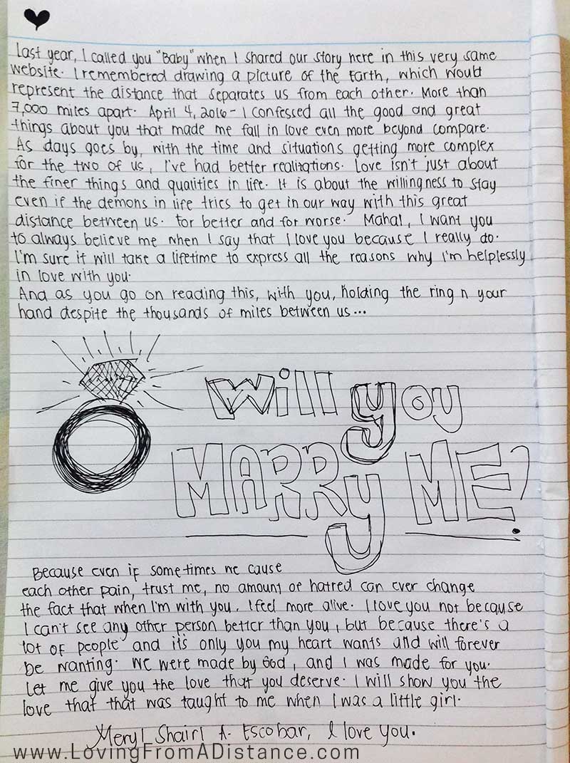 love letter will you marry me proposal